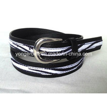 Pin Buckle Leopard Strip PU Belt